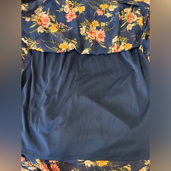 As U Wish Navy Floral Smocked Hi-Low Maxi Dress – Size L - Picture 6 of 6